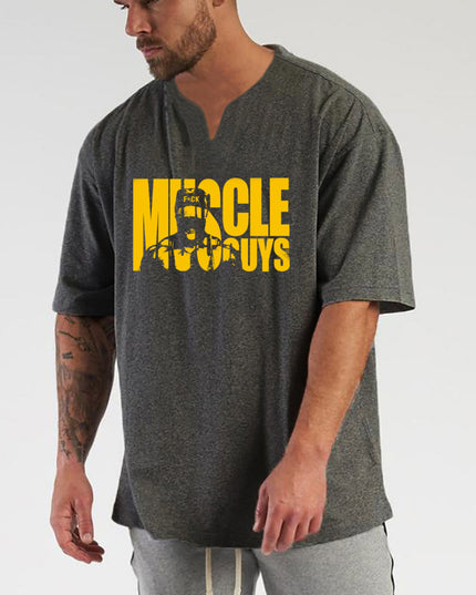 Fashionable Breathable Fitness Muscle Short Sleeve Men