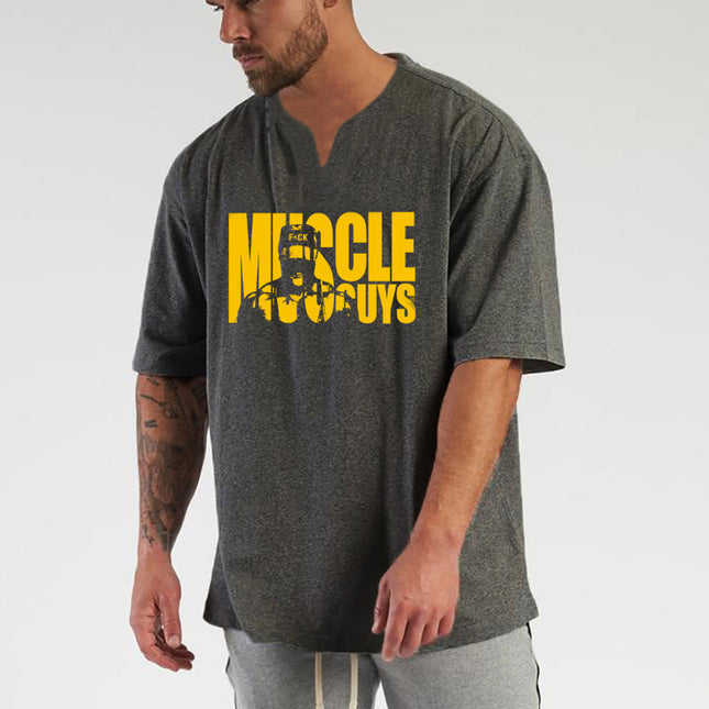 Fashionable Breathable Fitness Muscle Short Sleeve Men