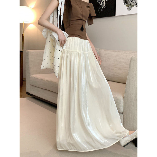 High Waist Slimming Draping Large Swing Skirt