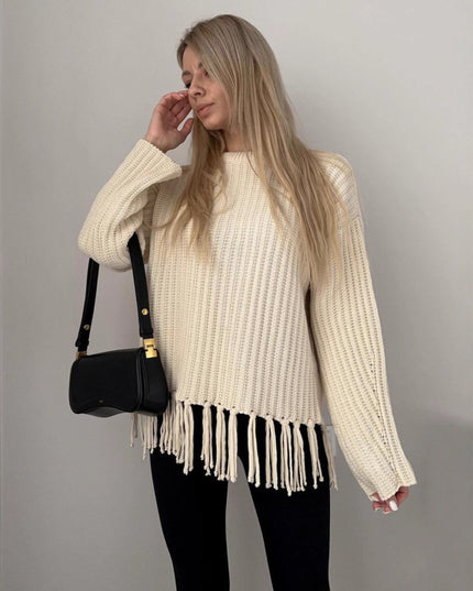 Casual All-match Solid Color Knitted Top For Women