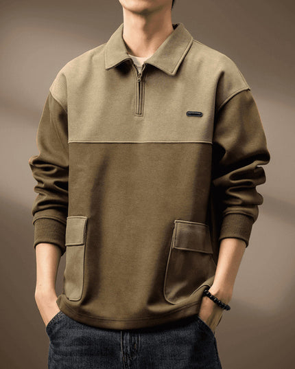 High-end Plaid Texture American Polo Shirt