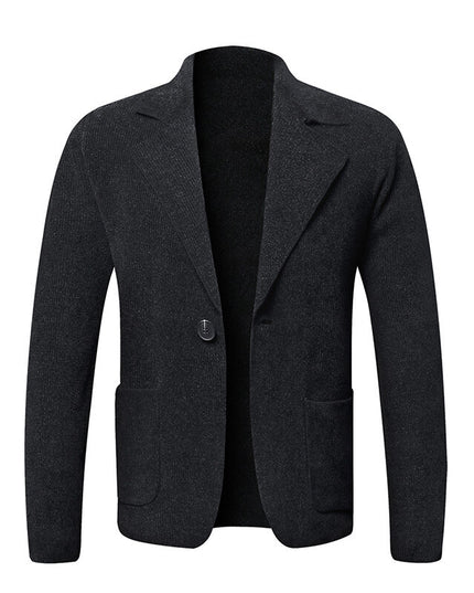 Men's Solid Color Cardigan Small Suit Knitted Jacket