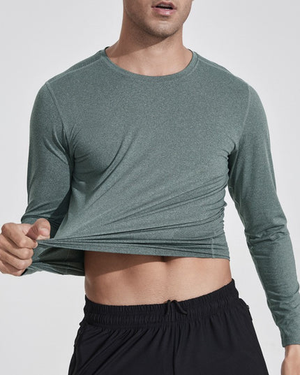 Leisure Sports Long Sleeve T-shirt Men's Autumn And Winter Round Neck Printed Jacket Running Quick Drying Clothes