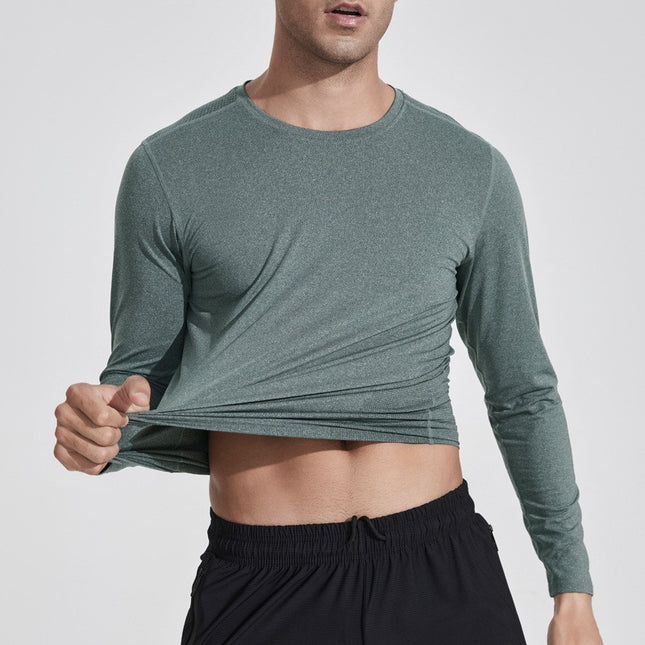Leisure Sports Long Sleeve T-shirt Men's Autumn And Winter Round Neck Printed Jacket Running Quick Drying Clothes
