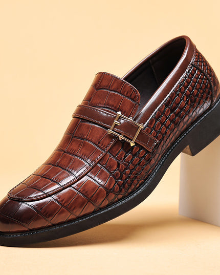 Leather Shoes Men's Business Crocodile Pattern