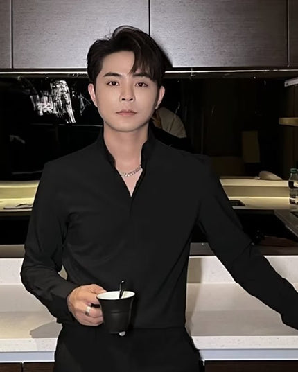 Fashion Personality Men's Business Ice Silk Shirt
