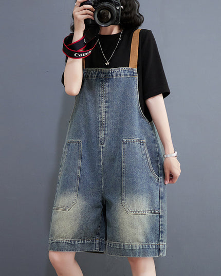 Art Loose-fitting Versatile Plus Size Shoulder Strap Jeans