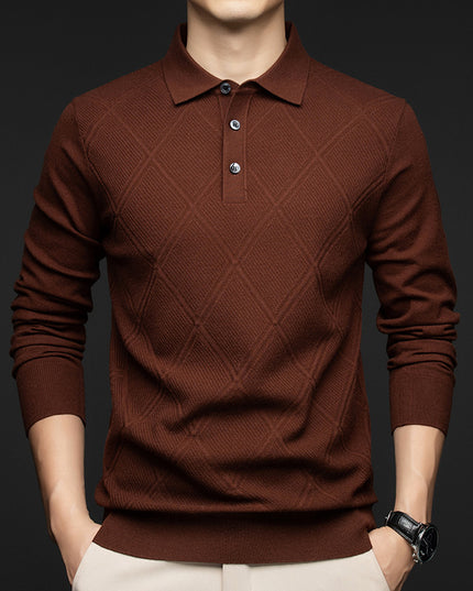 Lapel New Middle-aged People's Long Sleeve Business Casual Dad Wear Bottoming Sweater Men