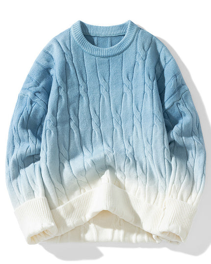 Idle Style Winter Gradient Contrast Round Neck Thickened Men's Sweater