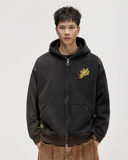Autumn And Winter Fleece-lined Vintage Chinese Style Embroidered Hoodie