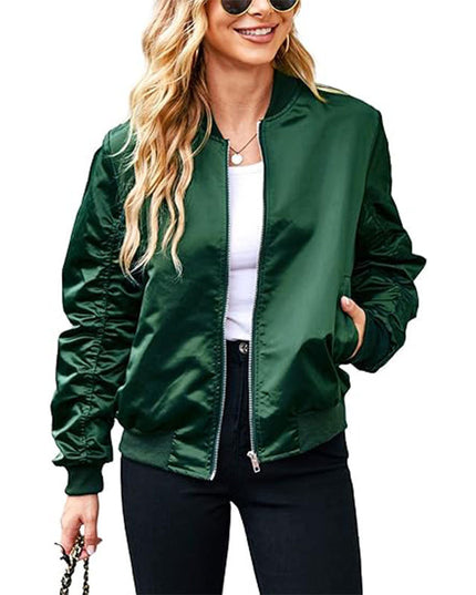 Women's Zipper Casual Jacket Coat Large Profile With Pockets Autumn Clothing Fashion