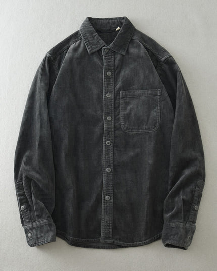Men's Retro Loose Corduroy Long Sleeve Casual Cotton Shirt