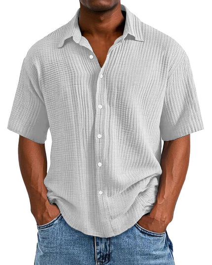Spring And Summer Men's Short-sleeve Lapel Shirt Double Layer Champray