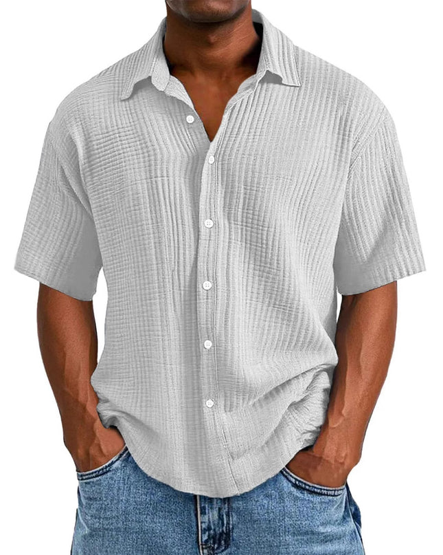 Spring And Summer Men's Short-sleeve Lapel Shirt Double Layer Champray