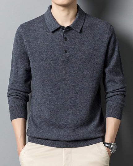 Fall Casual Polo Collar Long-sleeved Sweater