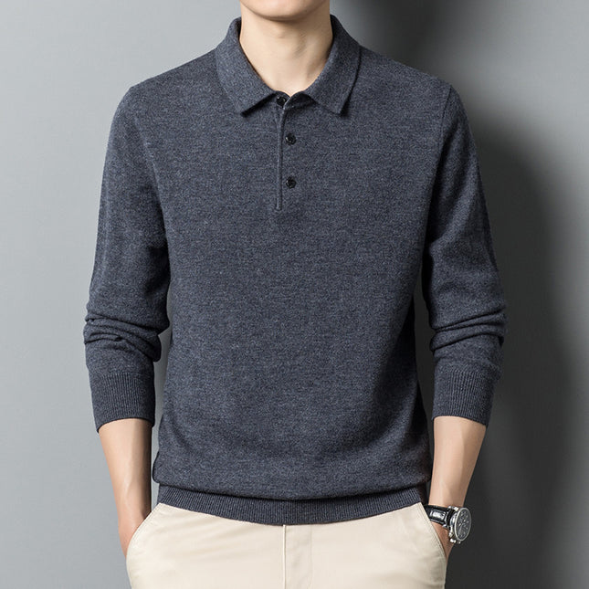 Fall Casual Polo Collar Long-sleeved Sweater
