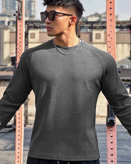 Autumn And Winter Round Neck Men's Casual Sports Trend Loose-fitting Plus Size Pullover Long Sleeve