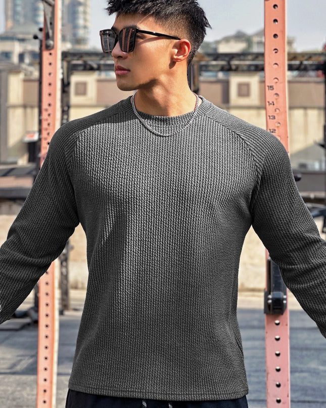 Autumn And Winter Round Neck Men's Casual Sports Trend Loose-fitting Plus Size Pullover Long Sleeve