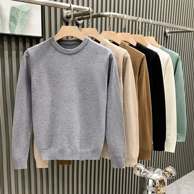 Round Neck Sweater Men's Solid Color Casual Bottoming Sweater