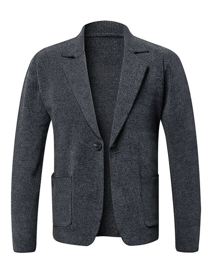 Men's Solid Color Cardigan Small Suit Knitted Jacket