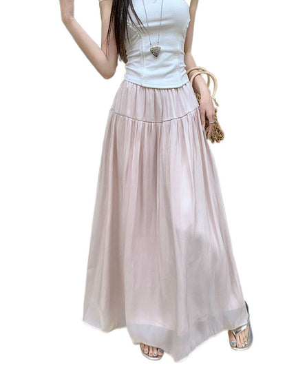 High Waist Slimming Draping Large Swing Skirt