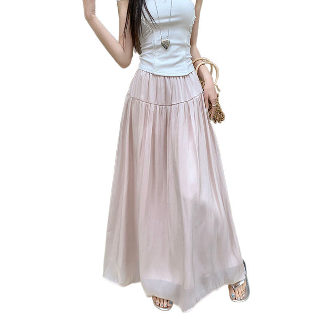 High Waist Slimming Draping Large Swing Skirt