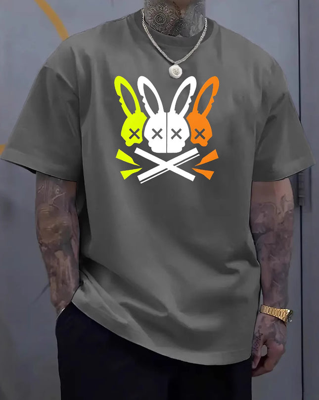 Fashion Unique Rabbit Skull Printed Men's T-shirt