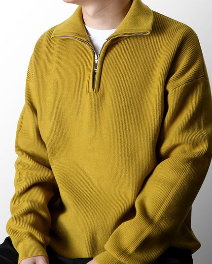 Half Zipped Stand Collar Sweater Men's Autumn And Winter Idle Style