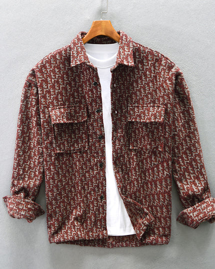 Men's Wide-style Drop-shoulder Woolen Shirt Coat