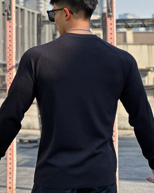 Autumn And Winter Round Neck Men's Casual Sports Trend Loose-fitting Plus Size Pullover Long Sleeve