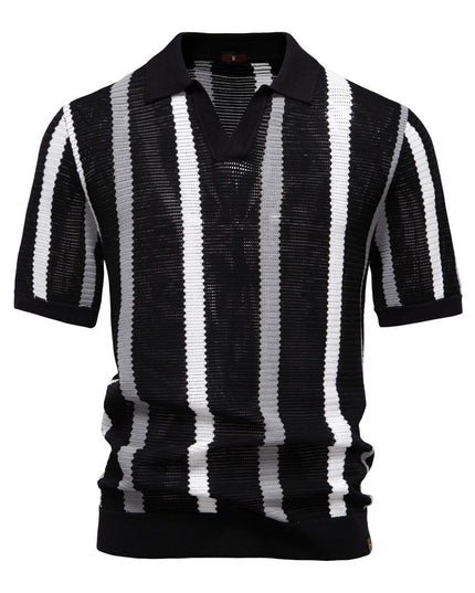 Breathable Hollow Men's Short-sleeved Polo Shirt Sweater