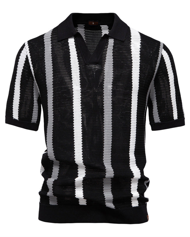Breathable Hollow Men's Short-sleeved Polo Shirt Sweater