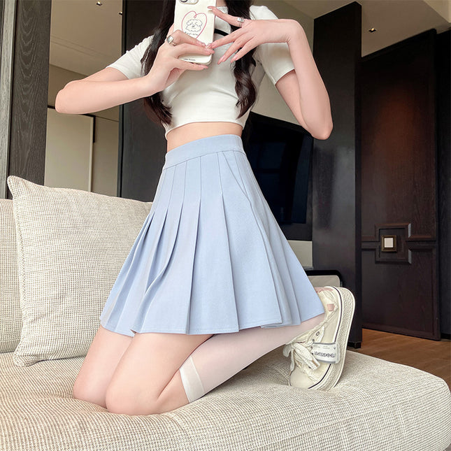 Women's High Waist Elastic Plump Girls Slimming A- Line Versatile Skirt
