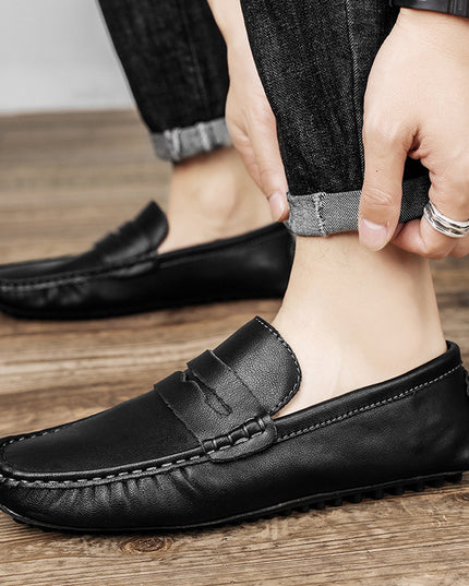 Men's Fashion British Leather Beanie Shoes