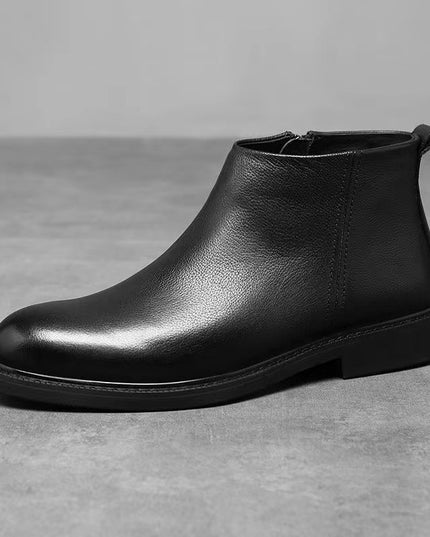 Men's Leather Shoes Solid Color Chelsea Boots