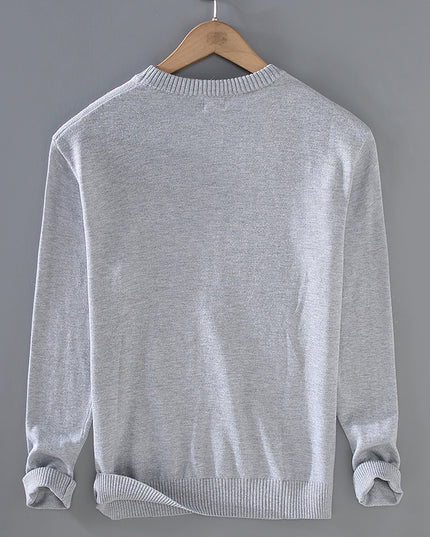 Men's Top Pullover Inner Stretch Rib Round-neck Sweater