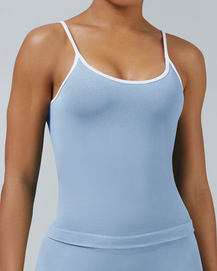 Women's Tight Contrast Color Sports Vest Backless Workout Clothes