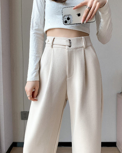 Female Autumn And Winter Loose Casual Woolen Straight-leg Pants