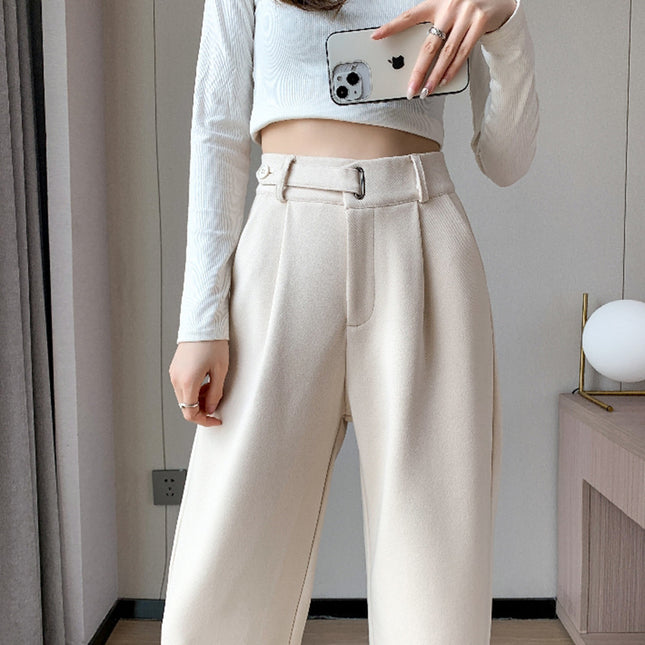 Female Autumn And Winter Loose Casual Woolen Straight-leg Pants