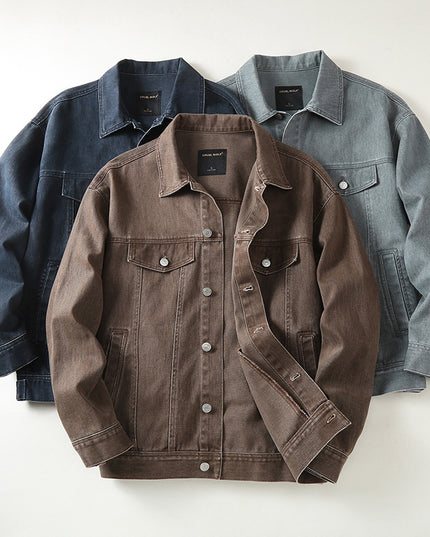 Men's High Street Loose-fitting Workwear Jacket Polo Collar Top Cotton
