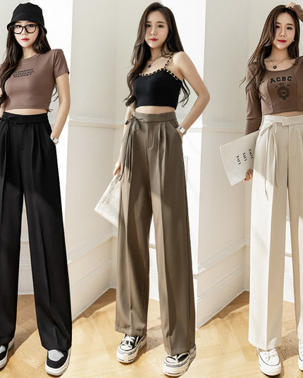 High Waist Drooping New Straight Lace-up Suit Pants For Women