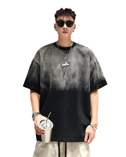 Plus Size Gradient T-shirt Men's Loose Short-sleeved Top