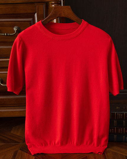 Men's Short-sleeved T-shirt Korean-style Trendy Round Neck Half-sleeve Sweater