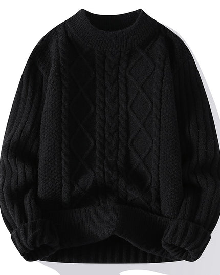Men's Solid Color Sweater Hong Kong Style Loose Fashion Twisted Flower