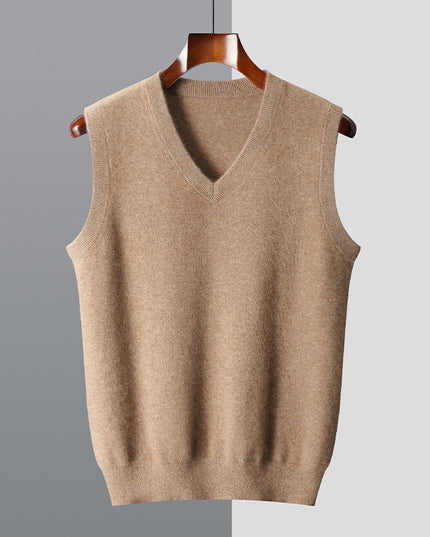 Casual Middle-aged V-neck Vest Sleeveless Sweater