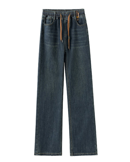 Loose Waist Trimming Lace-up Jeans For Women