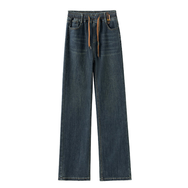 Loose Waist Trimming Lace-up Jeans For Women