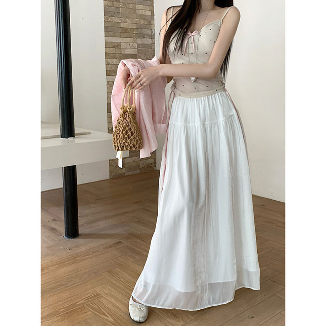 High Waist Slimming Draping Large Swing Skirt