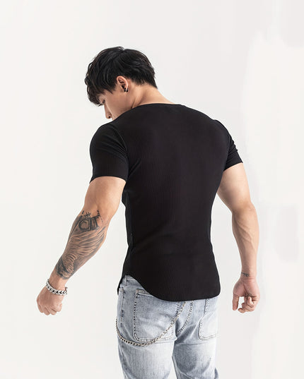Quick-drying Striped Thin Fashion Slim-fit Short Sleeve