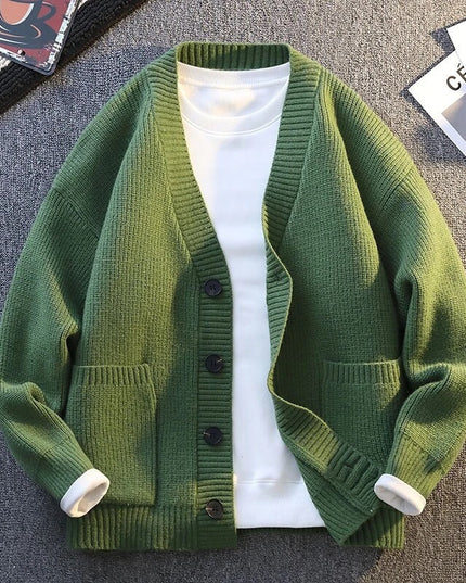 High-end V-neck Knitted Cardigan Coat Men